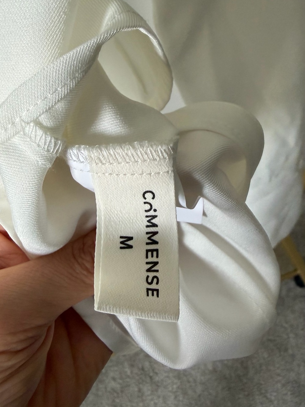 Commense White Long-Sleeve Button Shirt with Gold Cuffs and Peekaboo cutout - Picture 3 of 3